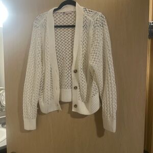 SO Women's Cream Knit Cardigan Sweater Y2K cottage core